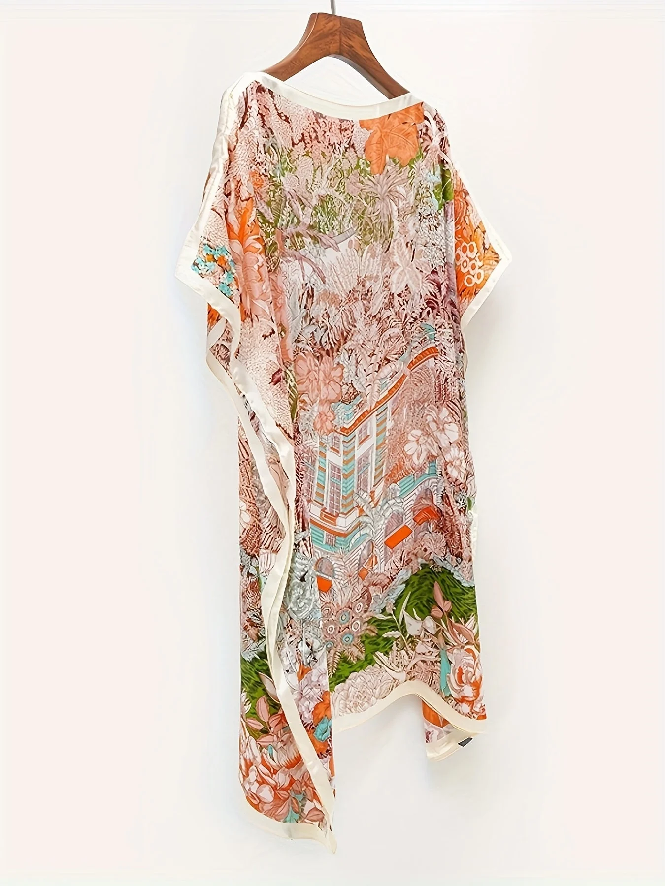 Damen Boho Strandponcho – Asymmetrisch, Floralmuster, Perfekt für Urlaub & Sommer - Image 7