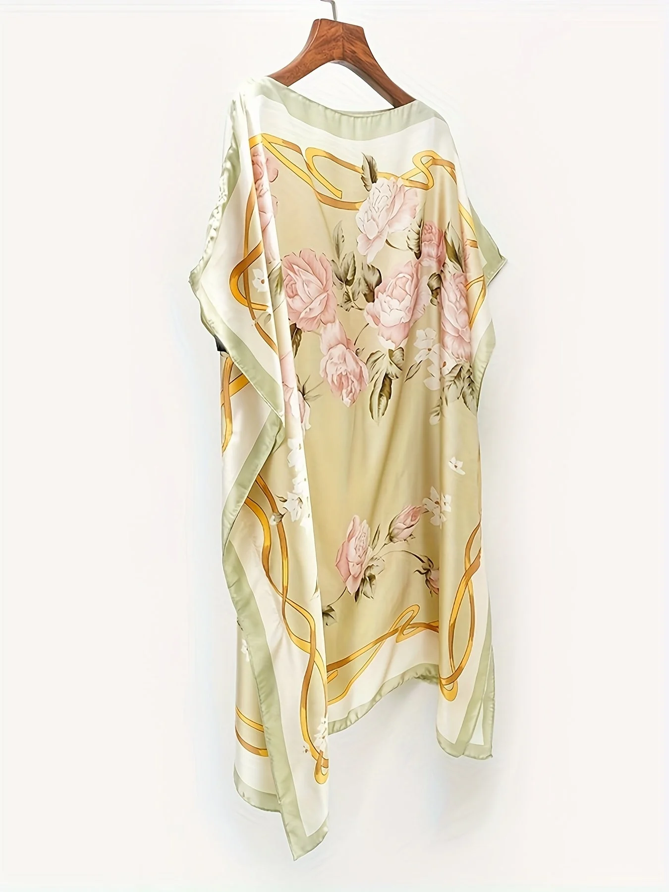 Damen Boho Strandponcho – Asymmetrisch, Floralmuster, Perfekt für Urlaub & Sommer - Image 9