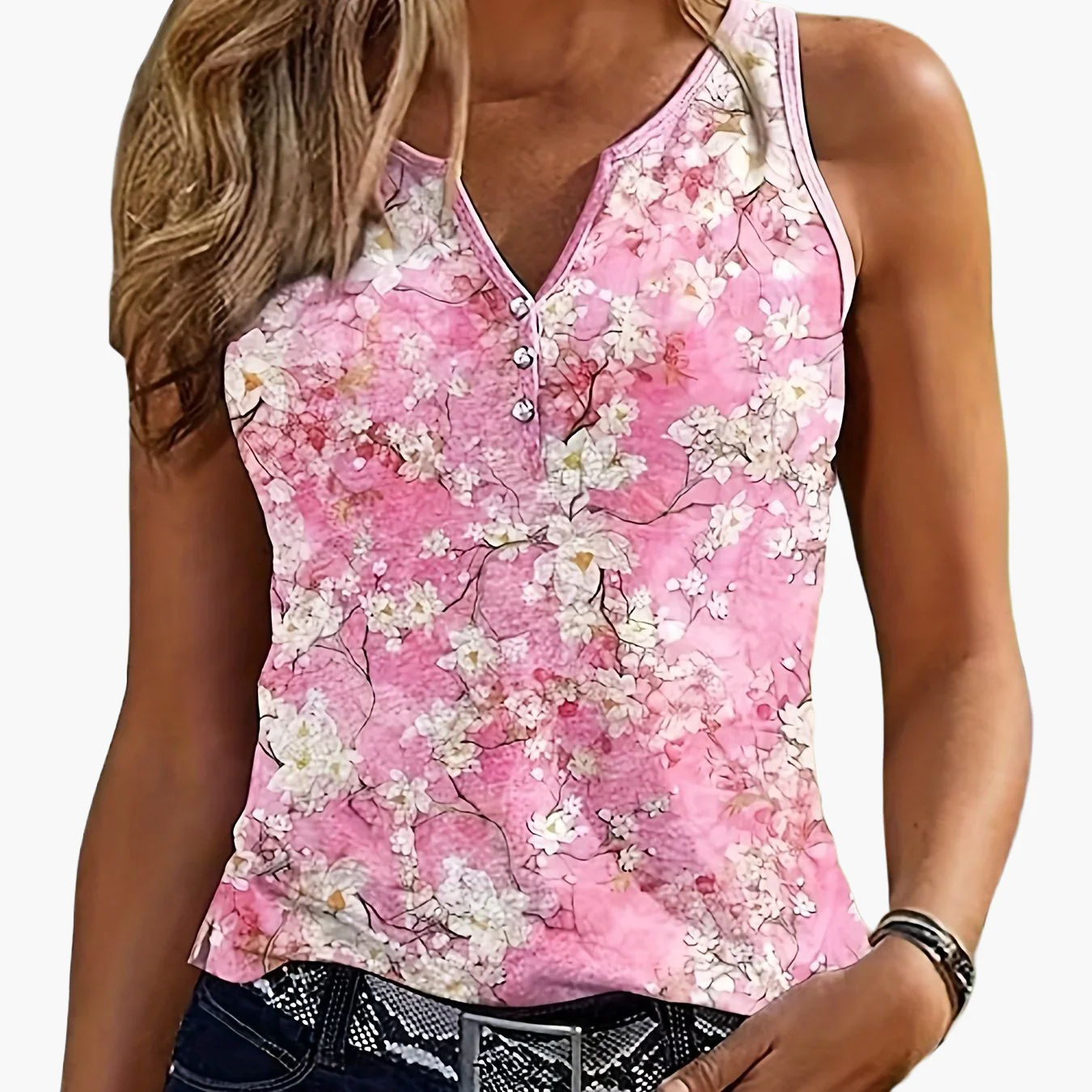 Damen Boho Top mit Tribal-Muster und Knopfleiste – Modisches Sommer Tanktop für Freizeit - Image 17