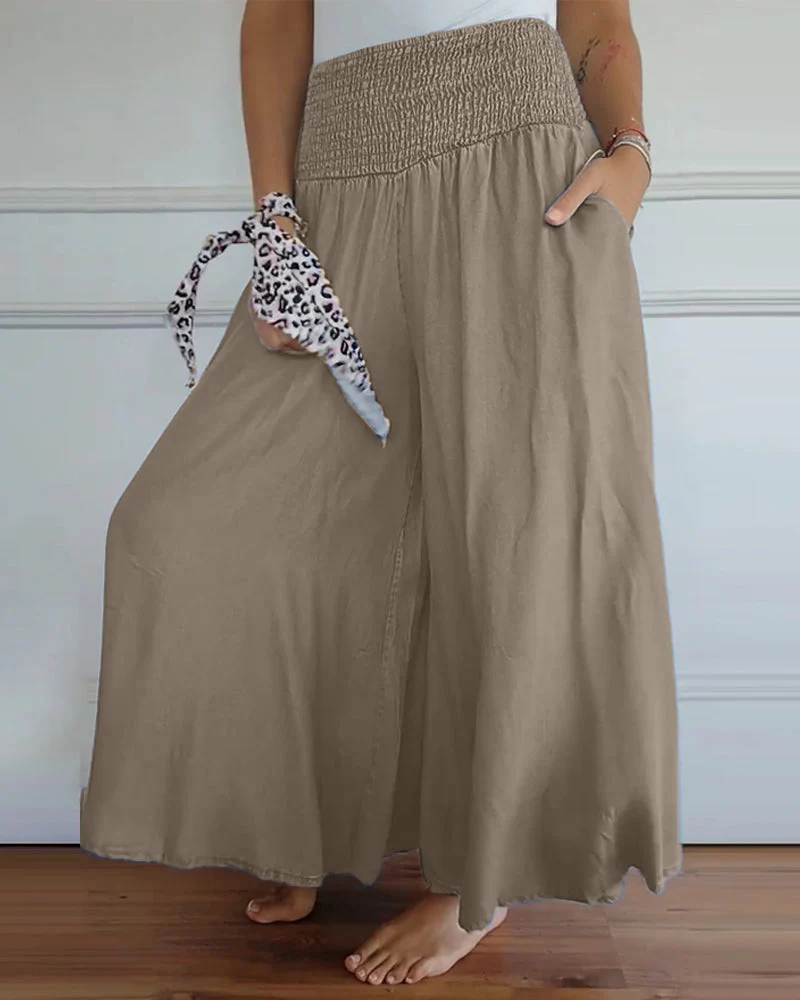 Damen Boho Weite Freizeithose mit hohem Bund und Taschen – Komfort & Stil für Alltag und Urlaub - Image 10