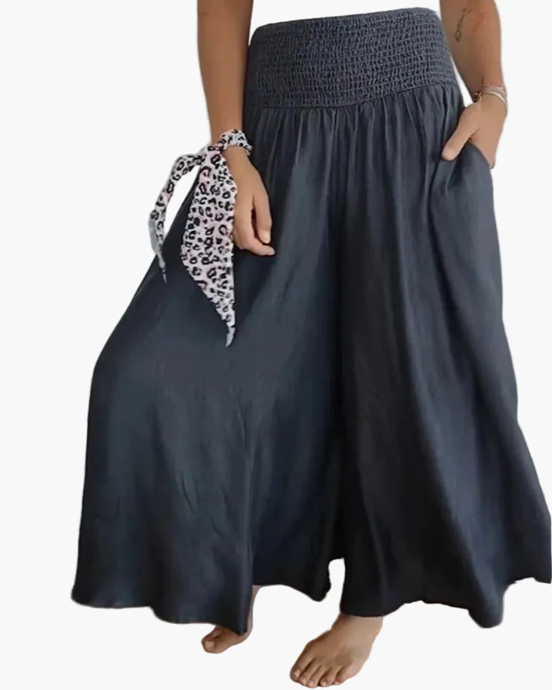 Damen Boho Weite Freizeithose mit hohem Bund und Taschen – Komfort & Stil für Alltag und Urlaub - Image 11