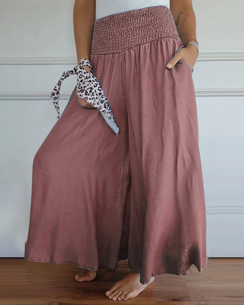 Damen Boho Weite Freizeithose mit hohem Bund und Taschen – Komfort & Stil für Alltag und Urlaub - Image 16