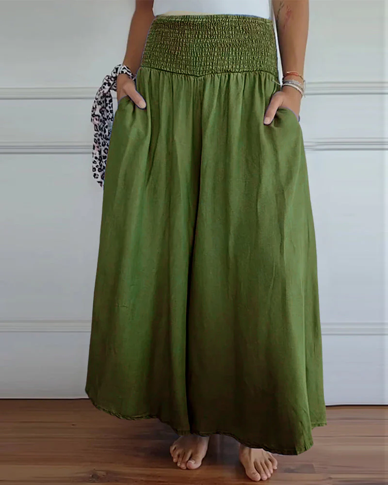 Damen Boho Weite Freizeithose mit hohem Bund und Taschen – Komfort & Stil für Alltag und Urlaub - Image 20