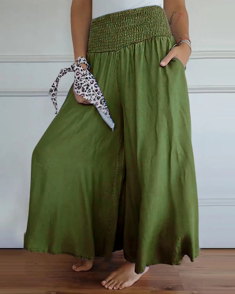 Damen Boho Weite Freizeithose mit hohem Bund und Taschen – Komfort & Stil für Alltag und Urlaub - Image 22