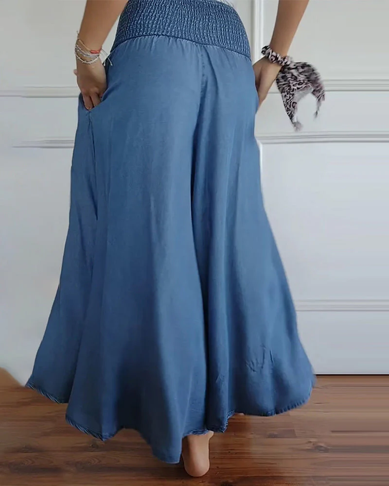 Damen Boho Weite Freizeithose mit hohem Bund und Taschen – Komfort & Stil für Alltag und Urlaub - Image 4