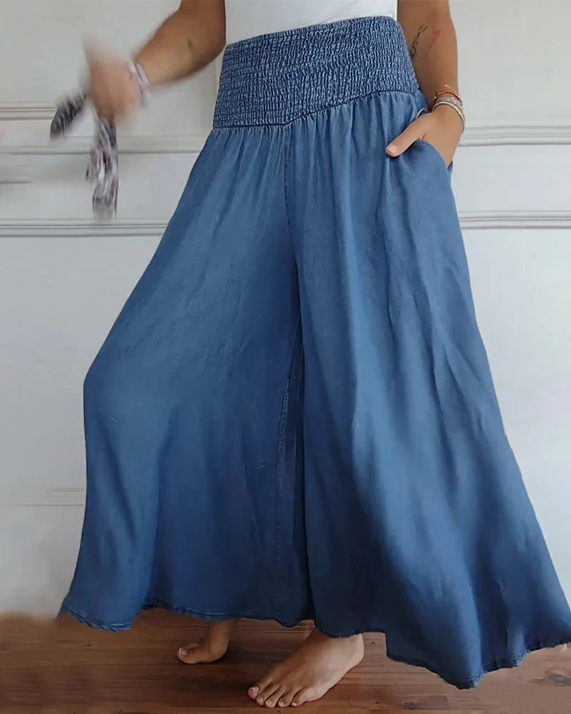 Damen Boho Weite Freizeithose mit hohem Bund und Taschen – Komfort & Stil für Alltag und Urlaub - Image 5