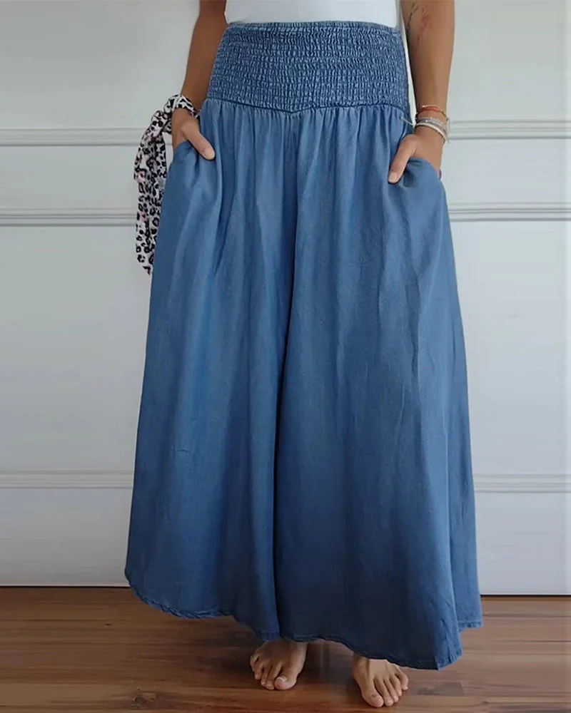 Damen Boho Weite Freizeithose mit hohem Bund und Taschen – Komfort & Stil für Alltag und Urlaub - Image 6