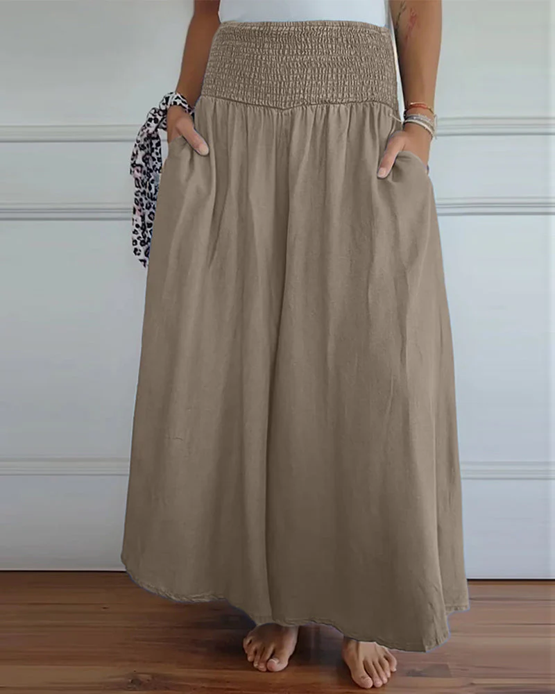 Damen Boho Weite Freizeithose mit hohem Bund und Taschen – Komfort & Stil für Alltag und Urlaub - Image 8
