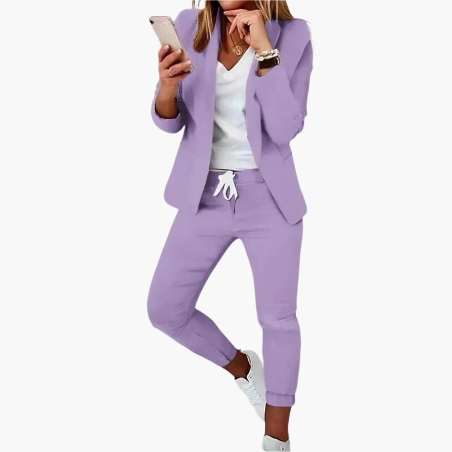 Damen Business Casual Blazer & Jogginghose Set – Modischer Anzug für Alltag & Büro - Image 4