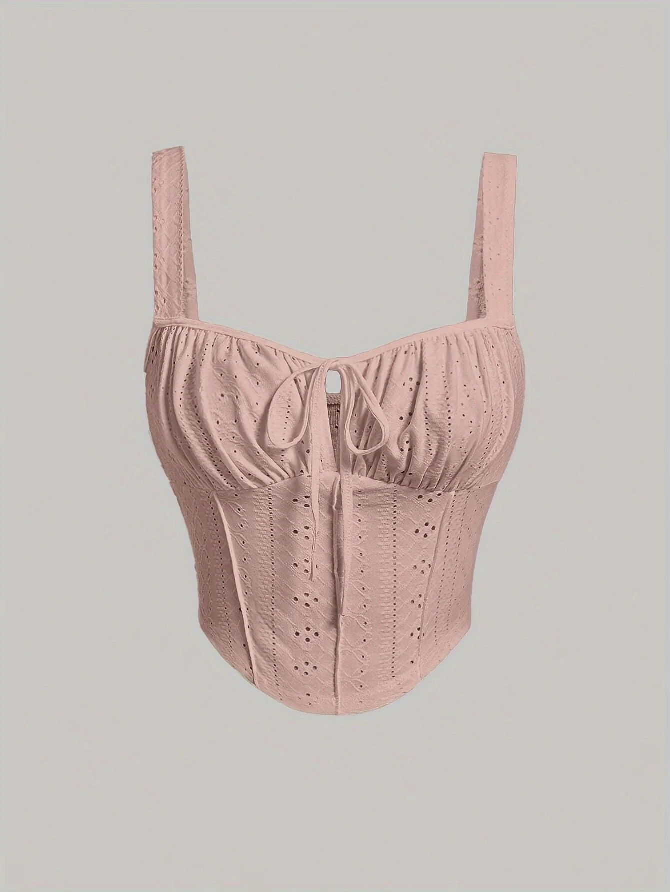 Damen Bustier Top mit Broderie-Anglaise und Schnürung – Modisches Sommer Korsett für Freizeit und Party - Image 2