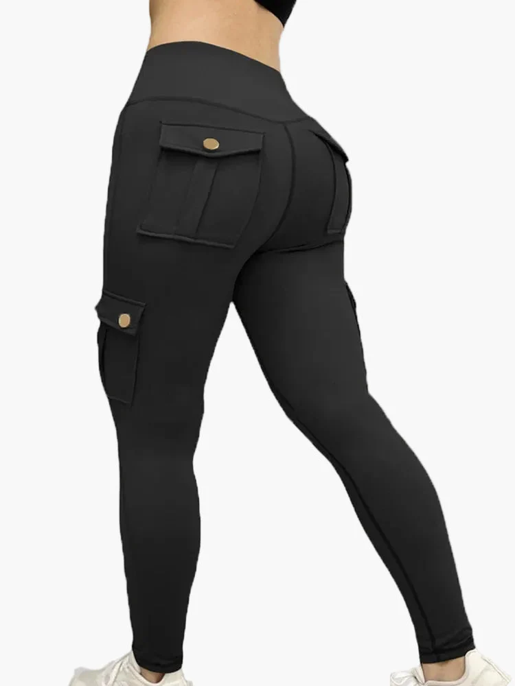 Damen Cargo Fitness Leggings – Sportliche High-Waist Hose mit Taschen für Workout & Freizeit - Image 2