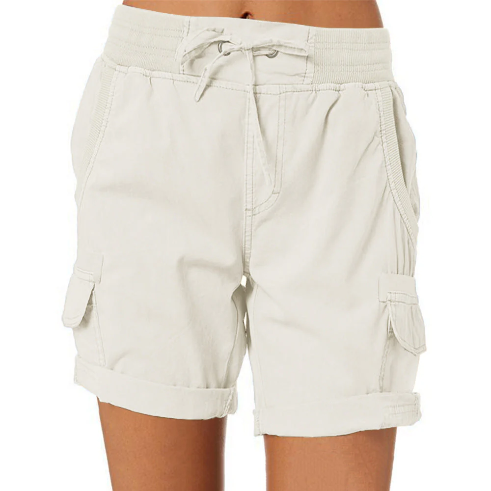 Damen Cargo Shorts Freizeit Sommer mit Kordelzug, Elastischem Bund und Taschen – Bequeme Outdoor & Casual Bermudashorts - Image 4