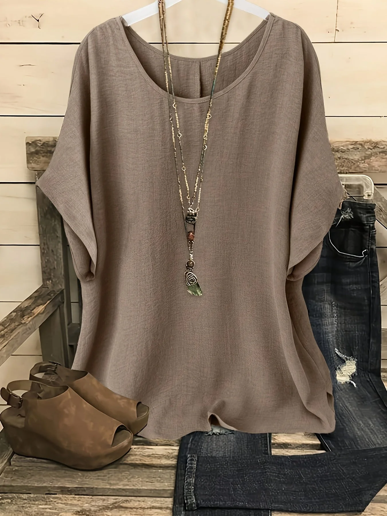Damen Casual Oversize Tunika Bluse für Alltag und Freizeit – Lockerer Stil