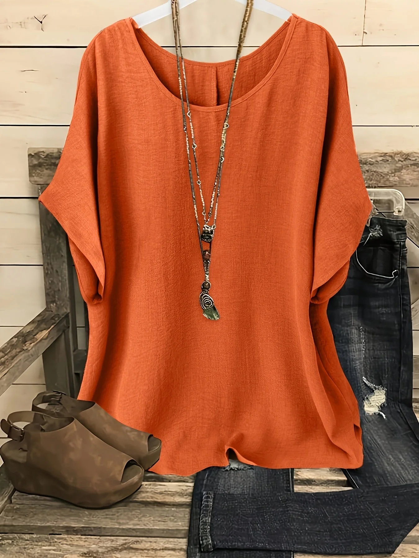 Damen Casual Oversize Tunika Bluse für Alltag und Freizeit – Lockerer Stil - Image 10
