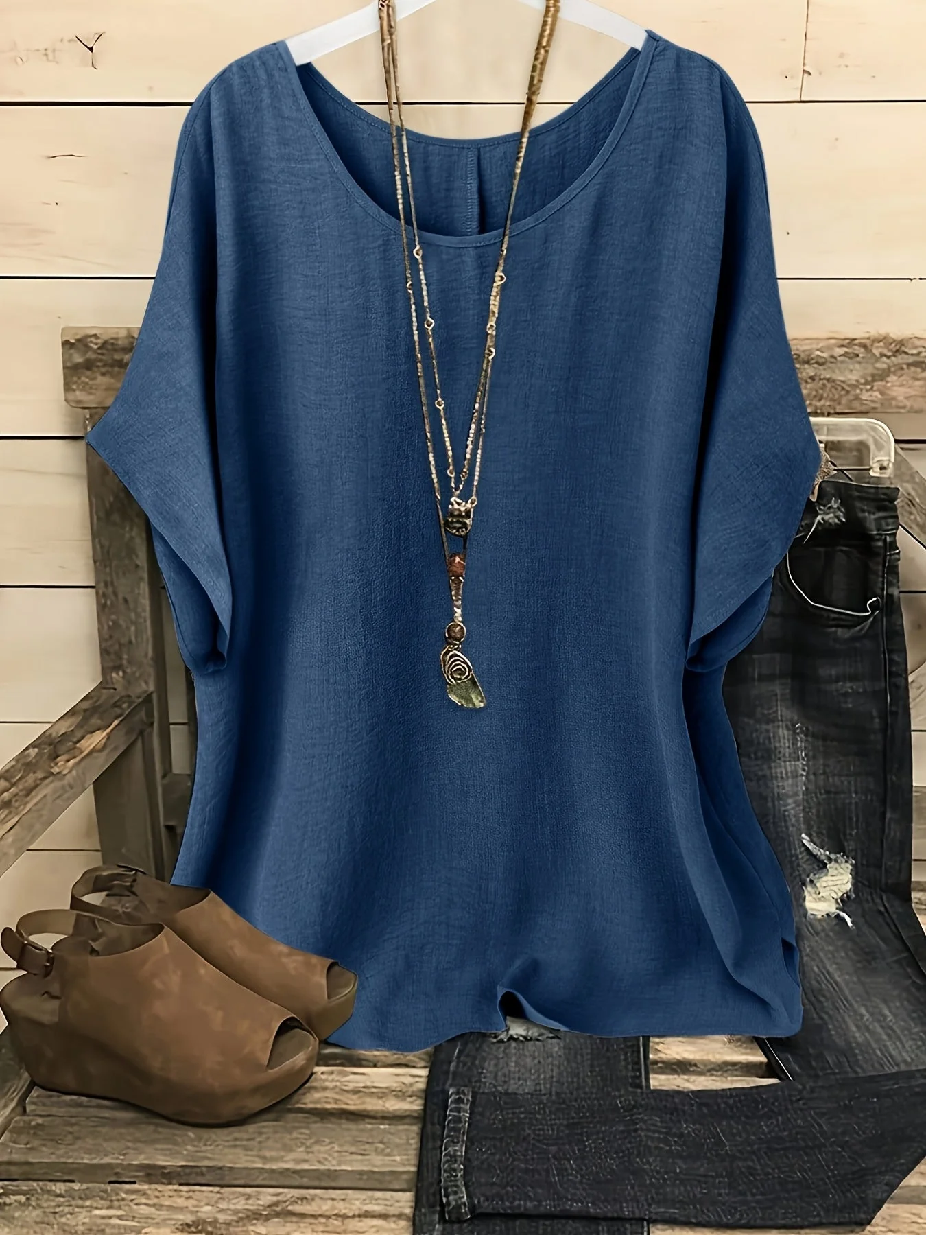 Damen Casual Oversize Tunika Bluse für Alltag und Freizeit – Lockerer Stil - Image 2