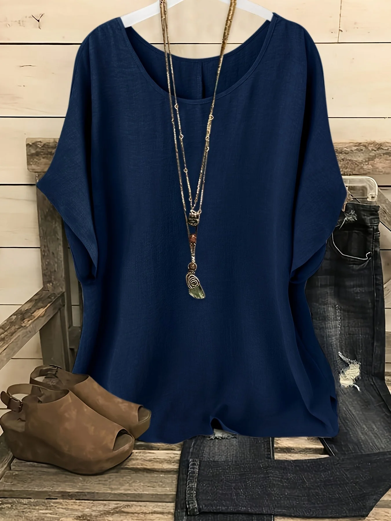 Damen Casual Oversize Tunika Bluse für Alltag und Freizeit – Lockerer Stil - Image 4