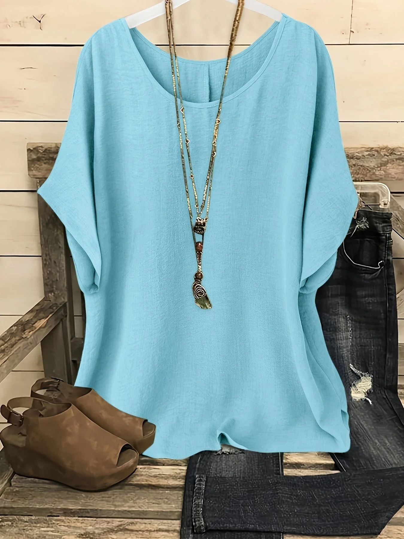 Damen Casual Oversize Tunika Bluse für Alltag und Freizeit – Lockerer Stil - Image 5