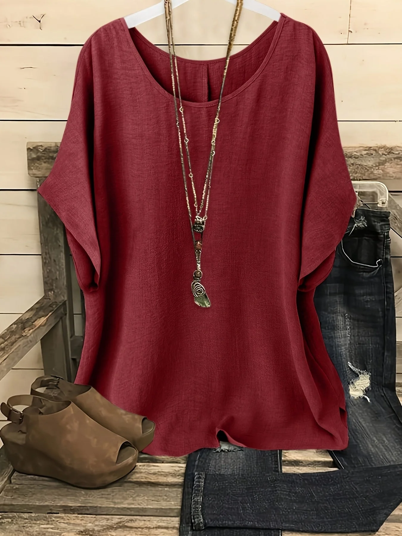 Damen Casual Oversize Tunika Bluse für Alltag und Freizeit – Lockerer Stil - Image 7