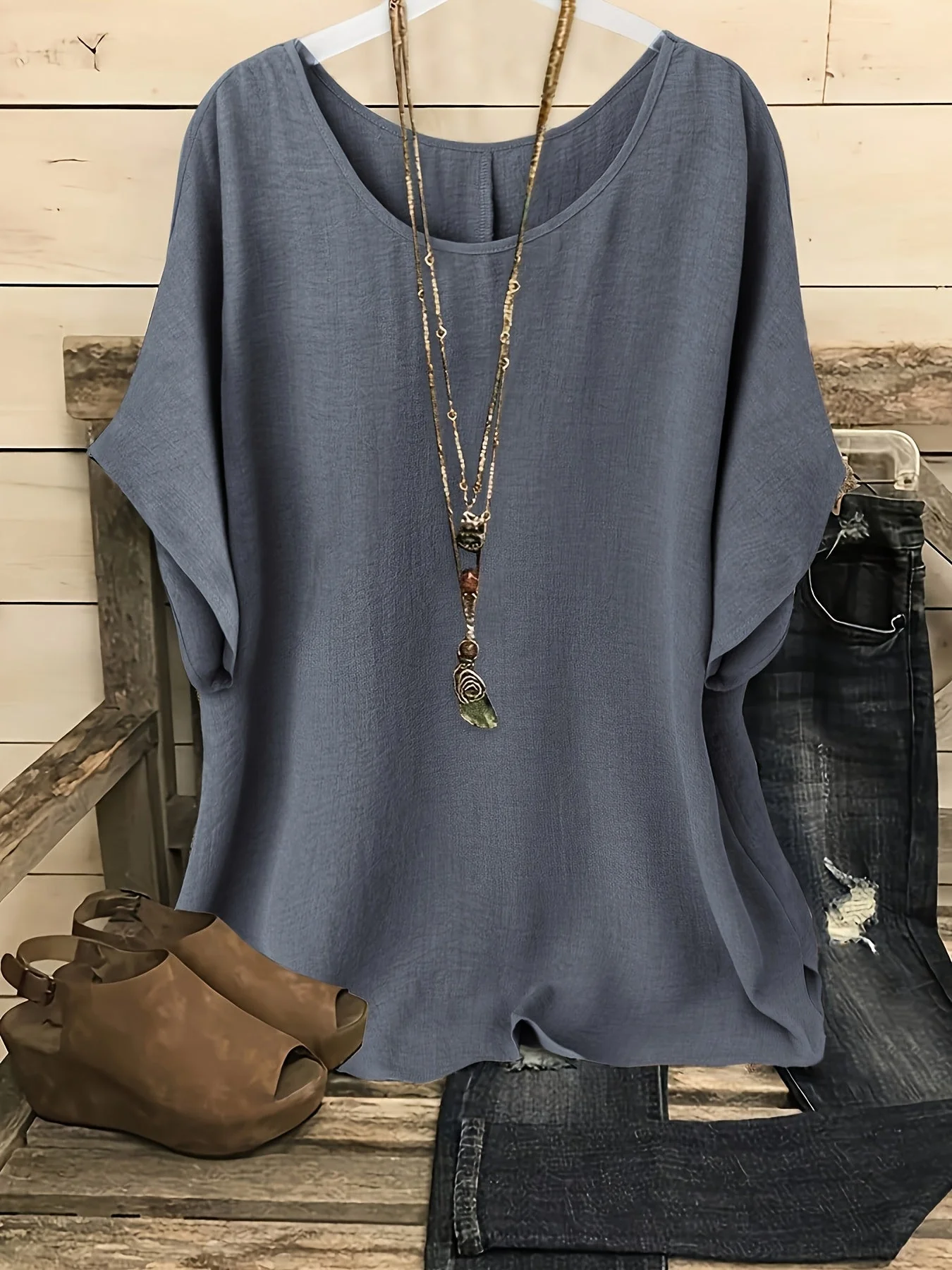 Damen Casual Oversize Tunika Bluse für Alltag und Freizeit – Lockerer Stil - Image 8