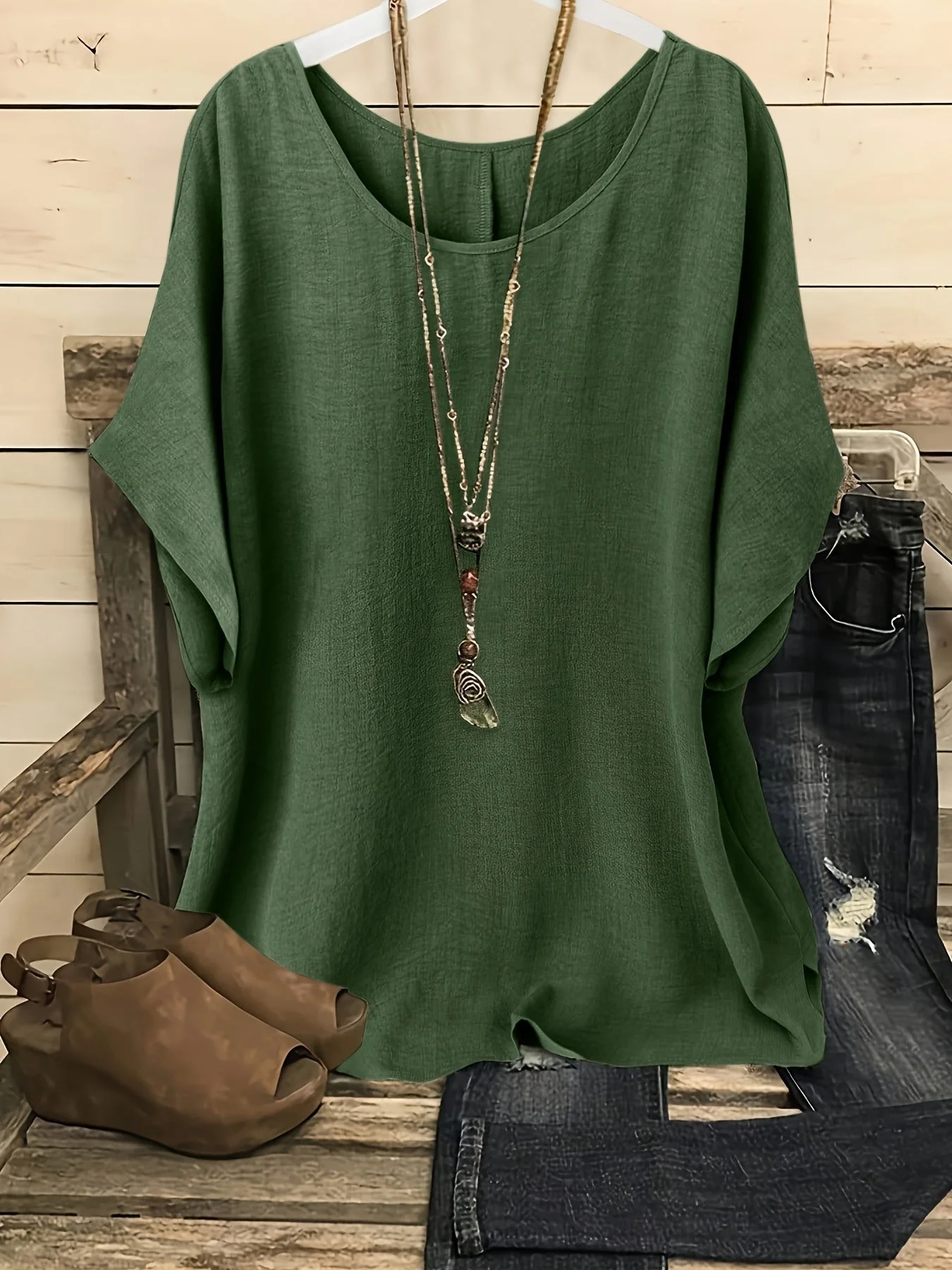 Damen Casual Oversize Tunika Bluse für Alltag und Freizeit – Lockerer Stil - Image 9