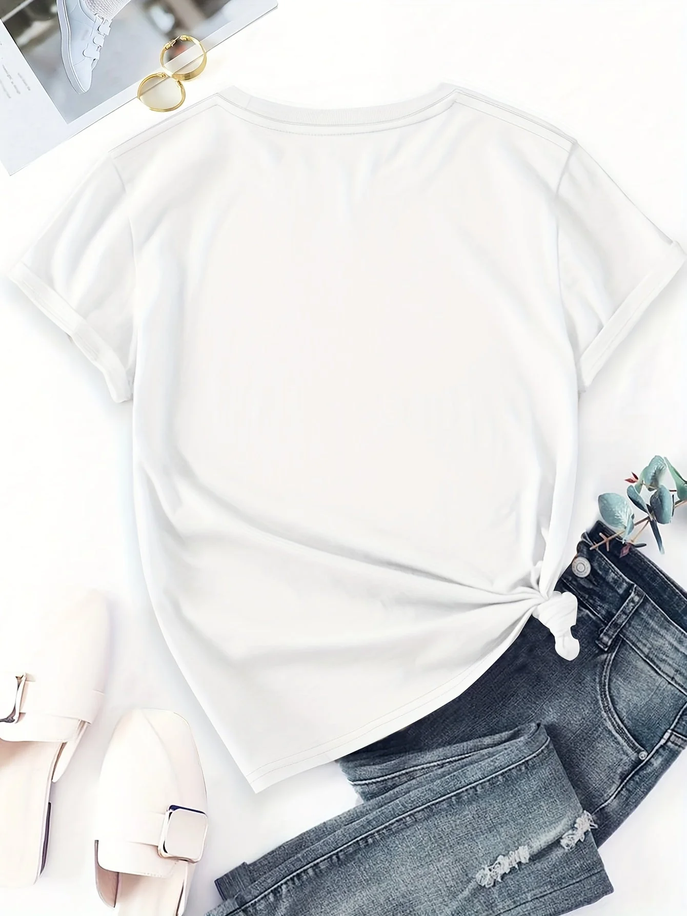 Damen Casual T-Shirt mit Knoten und Rundhalsausschnitt – Perfekt für Frühling & Sommer
