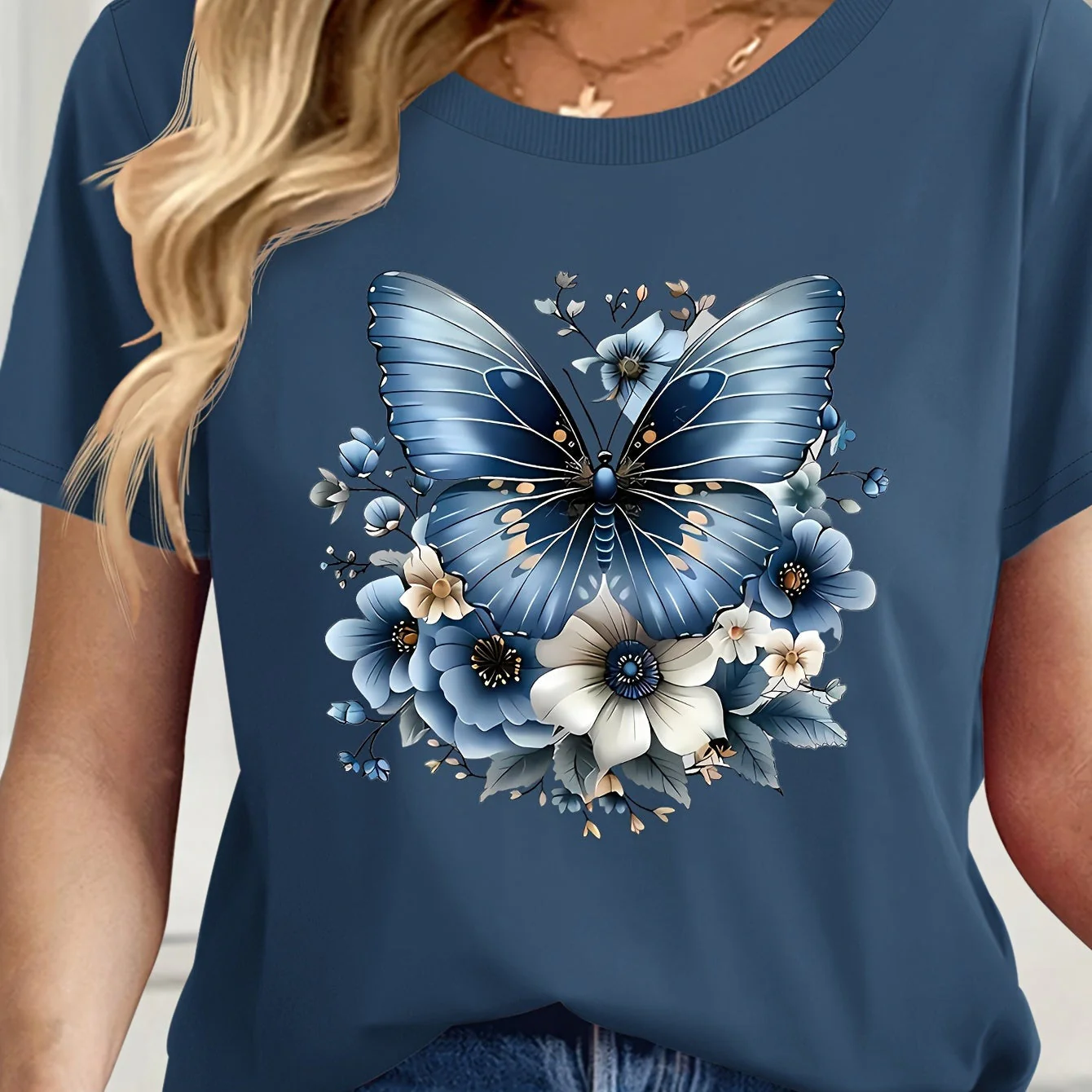 Damen Casual T-Shirt mit Knoten und Rundhalsausschnitt – Perfekt für Frühling & Sommer - Image 5