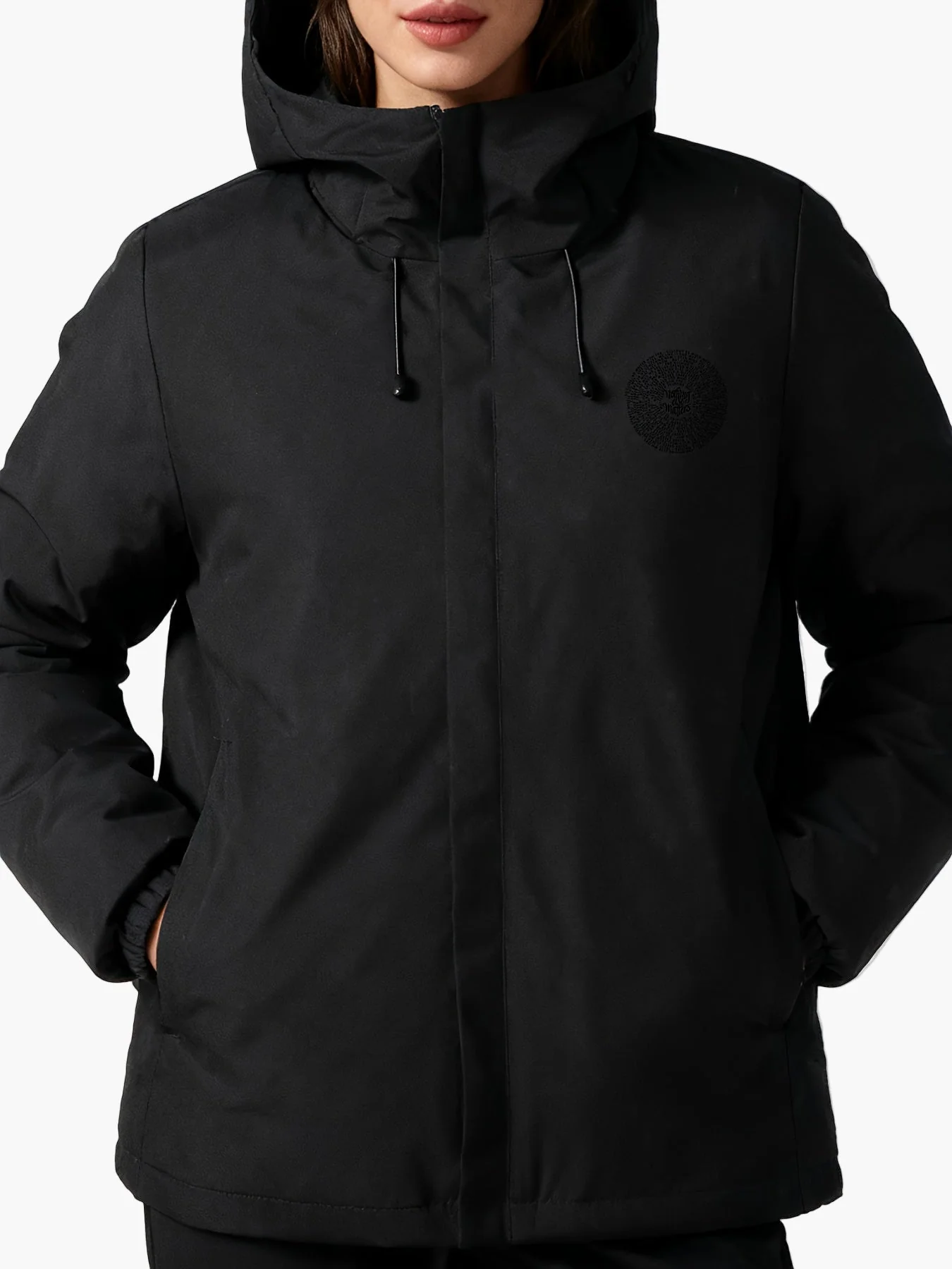 Damen Casual Winterjacke mit Kapuze und geometrischem Print – Stilvolle Alltagsjacke für kalte Tage - Image 3