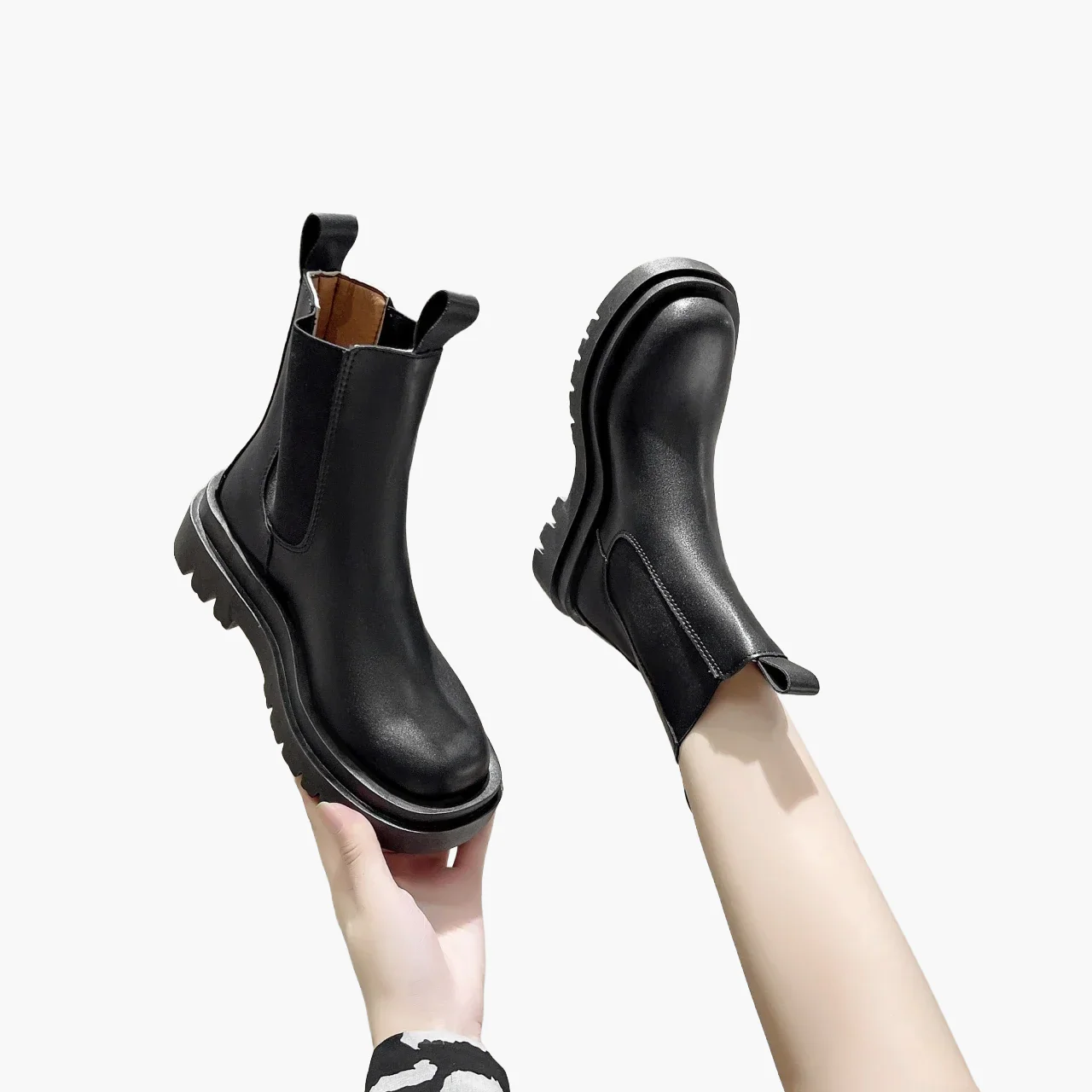 Damen Chelsea Boots mit Plateau und Profilsohle – Modische Stiefeletten für Alltag und Freizeit - Image 4