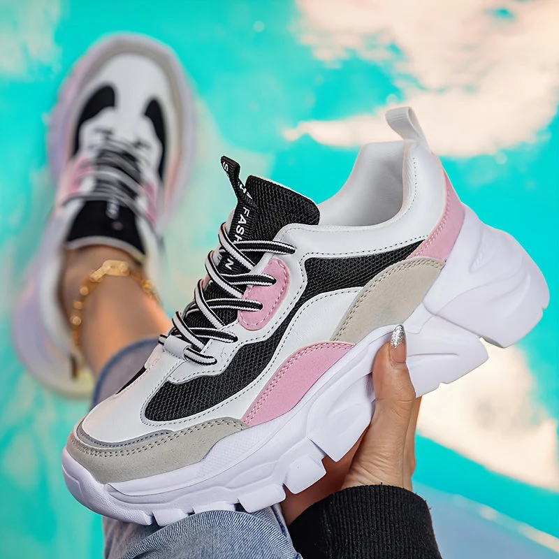 Damen Chunky Sneaker im Trend-Design für Alltag und Freizeit – Sportlicher Streetstyle