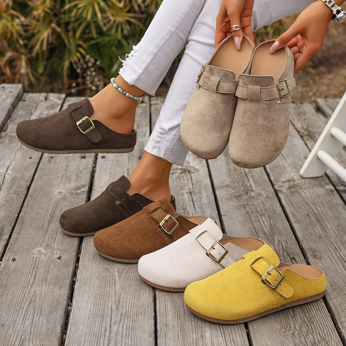 Damen Clogs Mules mit Schnalle – Bequeme Alltagsschuhe im klassischen Stil - Image 6