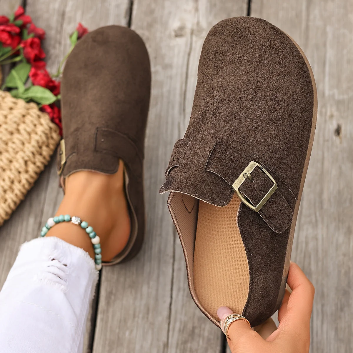 Damen Clogs Mules mit Schnalle – Bequeme Alltagsschuhe im klassischen Stil - Image 8