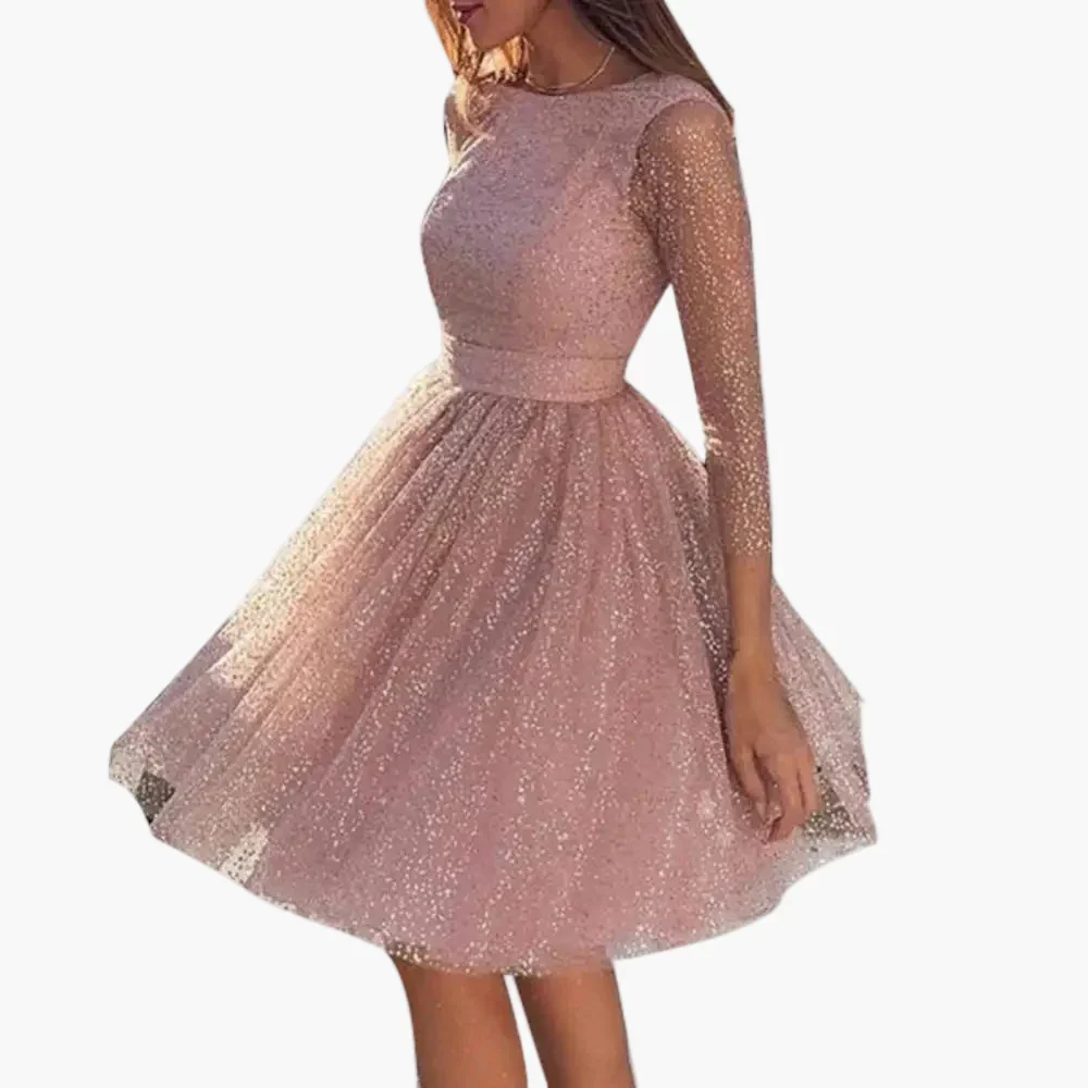 Damen Cocktailkleid mit Glitzer und 3/4 Ärmeln für Abendveranstaltungen und Partys