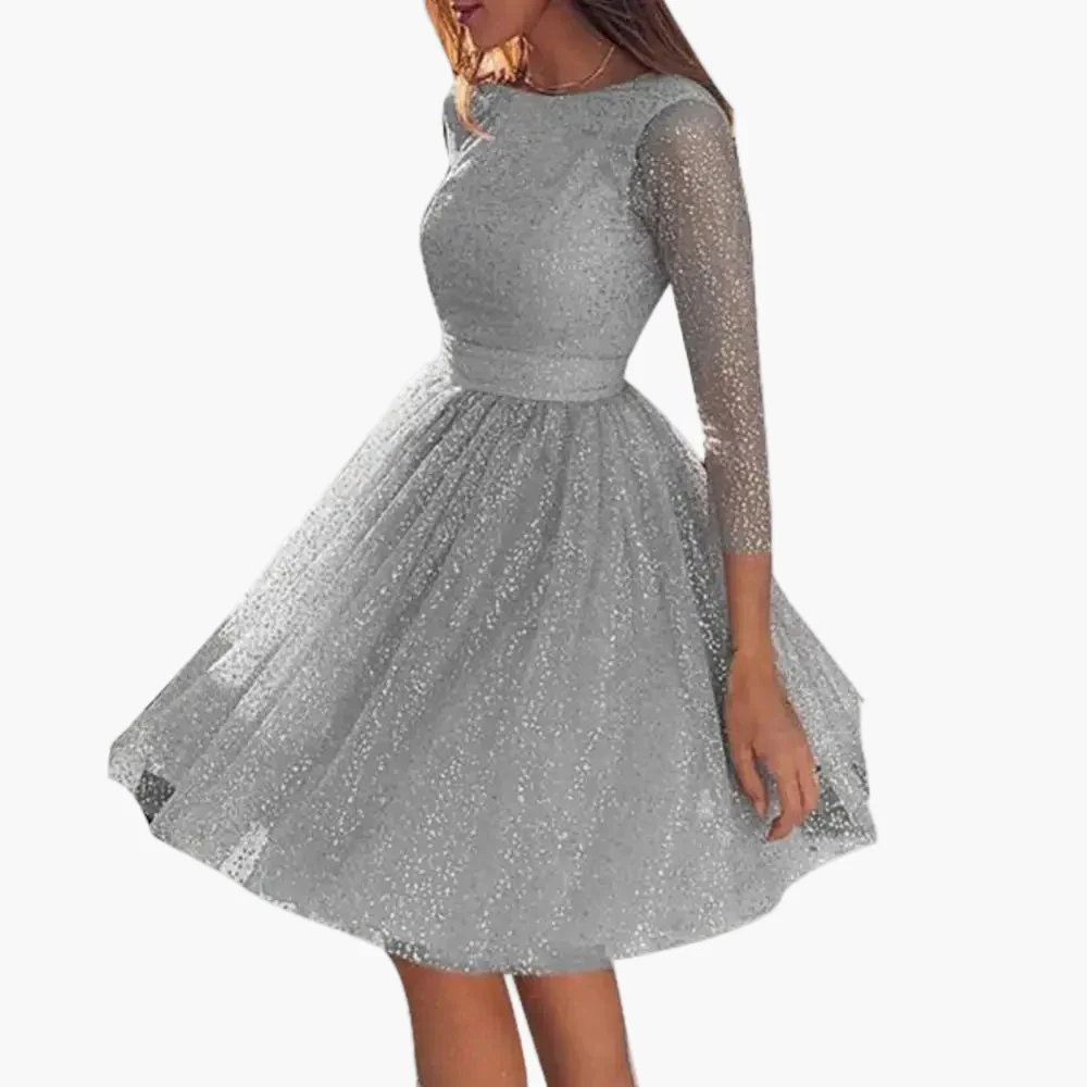 Damen Cocktailkleid mit Glitzer und 3/4 Ärmeln für Abendveranstaltungen und Partys - Image 2
