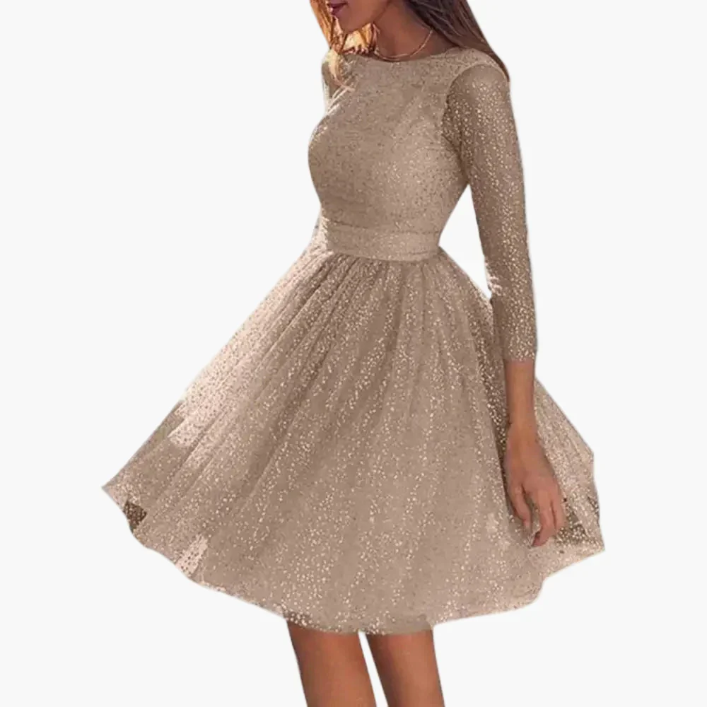 Damen Cocktailkleid mit Glitzer und 3/4 Ärmeln für Abendveranstaltungen und Partys - Image 3