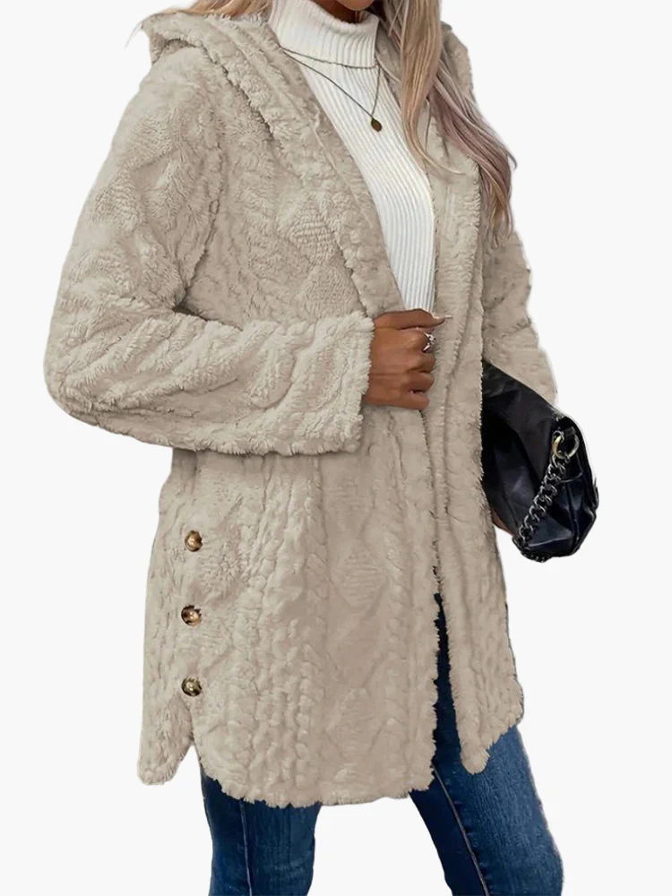 Damen Cozy Kapuzenjacke für Herbst und Winter – Lässiger Style mit Knopfdetails