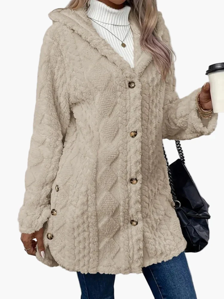 Damen Cozy Kapuzenjacke für Herbst und Winter – Lässiger Style mit Knopfdetails - Image 5