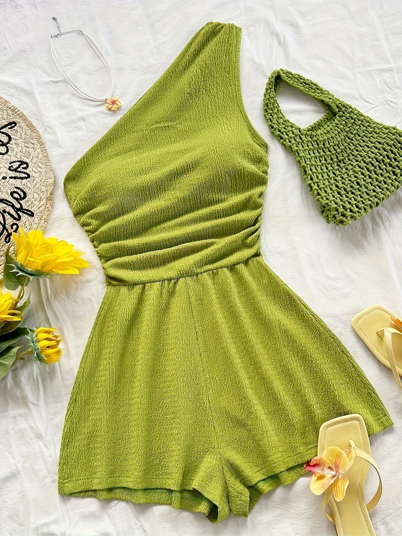 Damen Ein-Schulter Jumpsuit Asymmetrisch Sommer Freizeit - Image 2