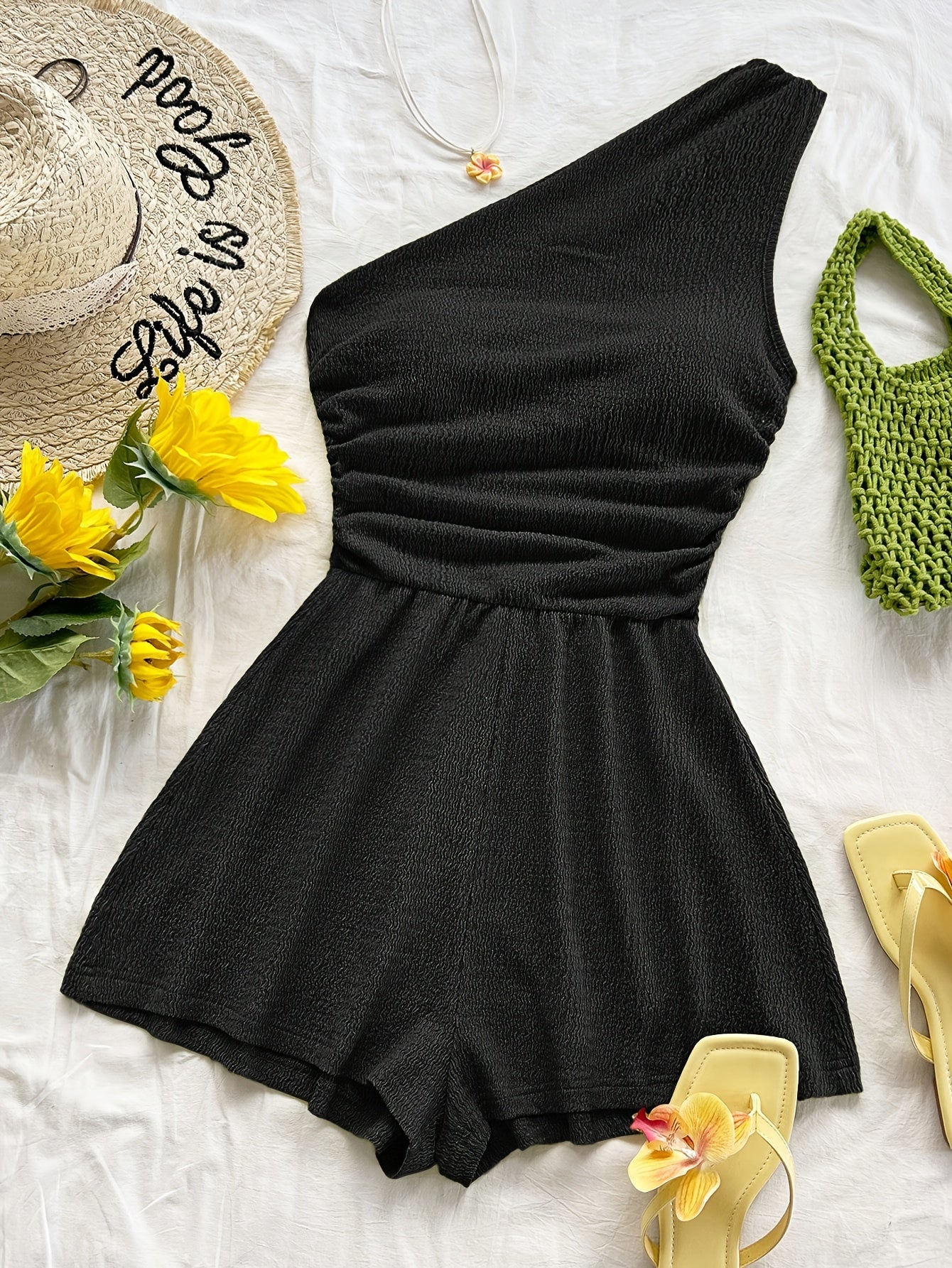 Damen Ein-Schulter Jumpsuit Asymmetrisch Sommer Freizeit - Image 3