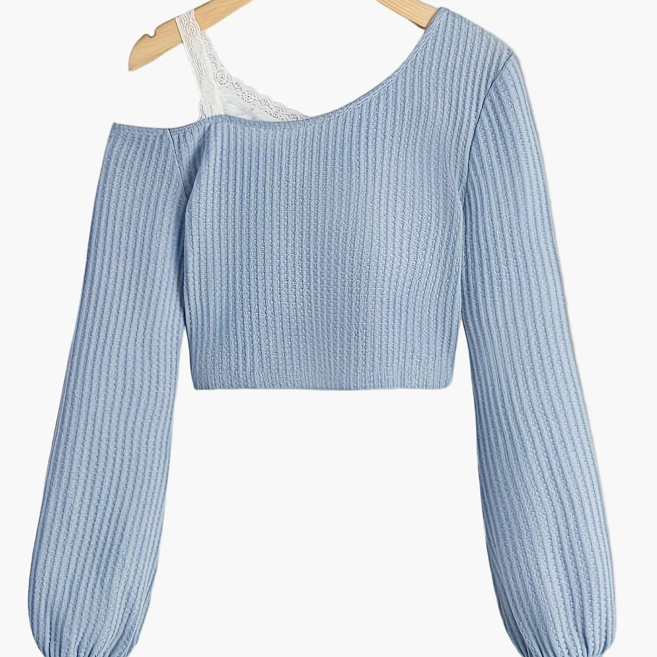 Damen Ein-Schulter Pullover mit Spitzen-Detail – Modischer Strickpulli für Alltag und Freizeit - Image 6
