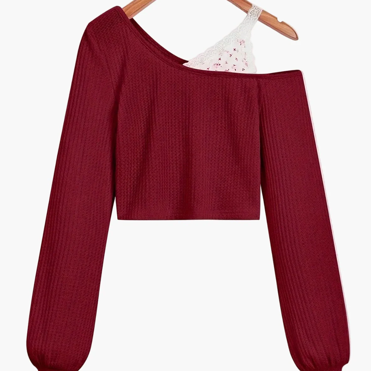 Damen Ein-Schulter Pullover mit Spitzen-Detail – Modischer Strickpulli für Alltag und Freizeit - Image 7