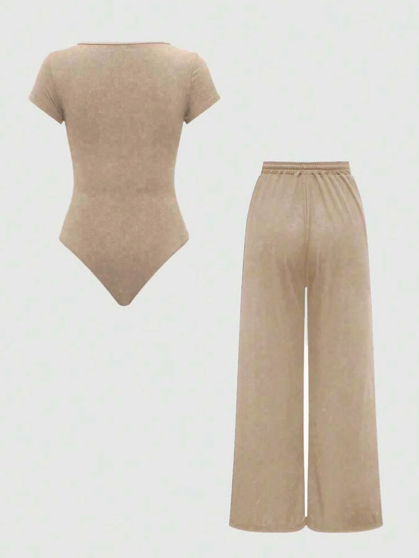 Damen Einteiler Set mit Square Neck Body und Weiten Hosen, Freizeit & Alltag - Image 5