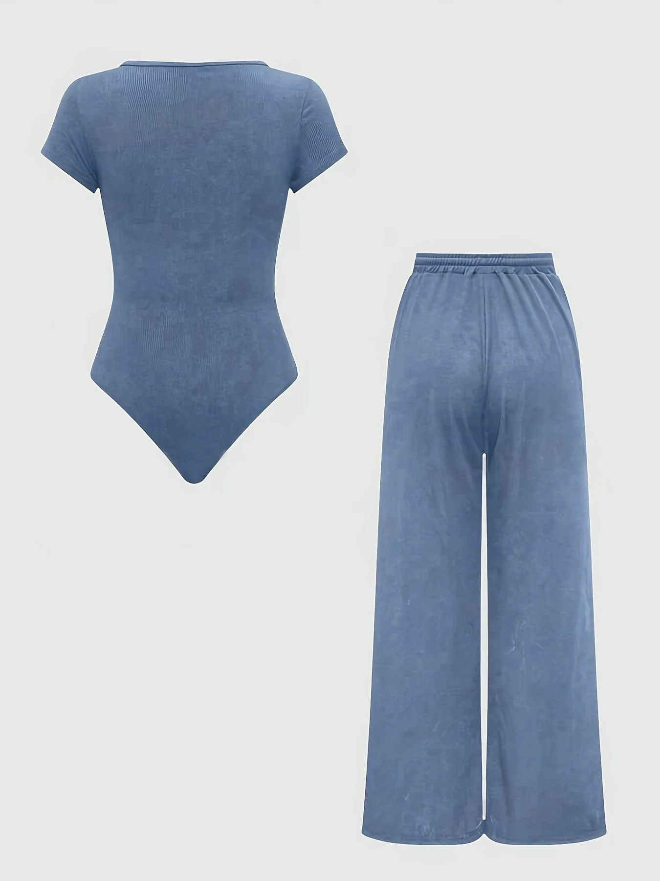 Damen Einteiler Set mit Square Neck Body und Weiten Hosen, Freizeit & Alltag - Image 7