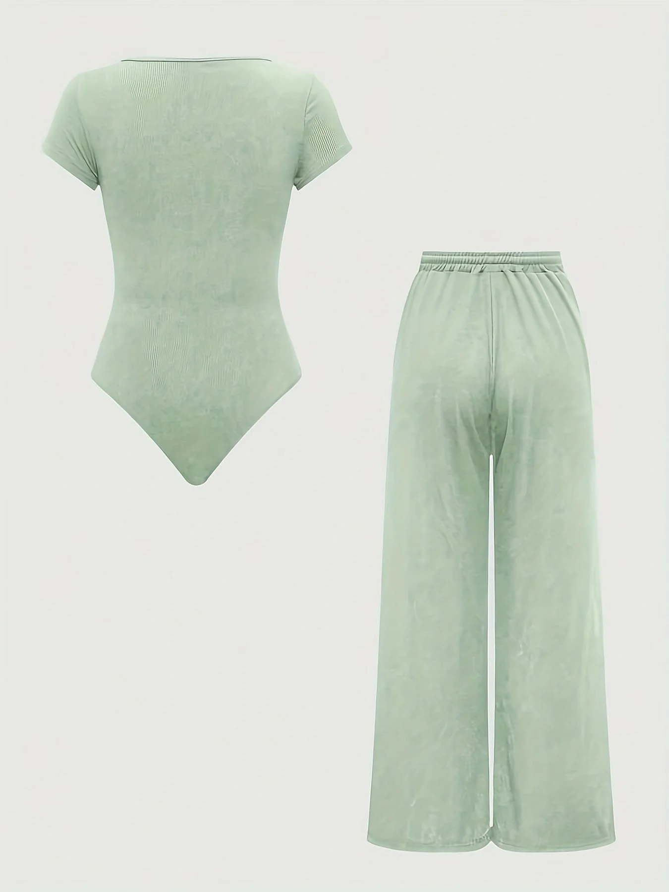 Damen Einteiler Set mit Square Neck Body und Weiten Hosen, Freizeit & Alltag - Image 8