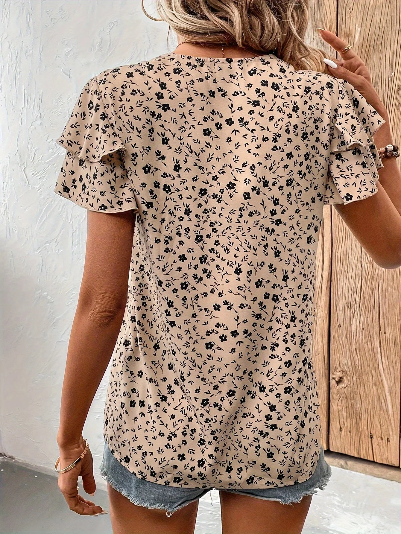 Damen Elegante Bluse mit Blumenmuster und V-Ausschnitt für Frühling und Sommer - Image 2