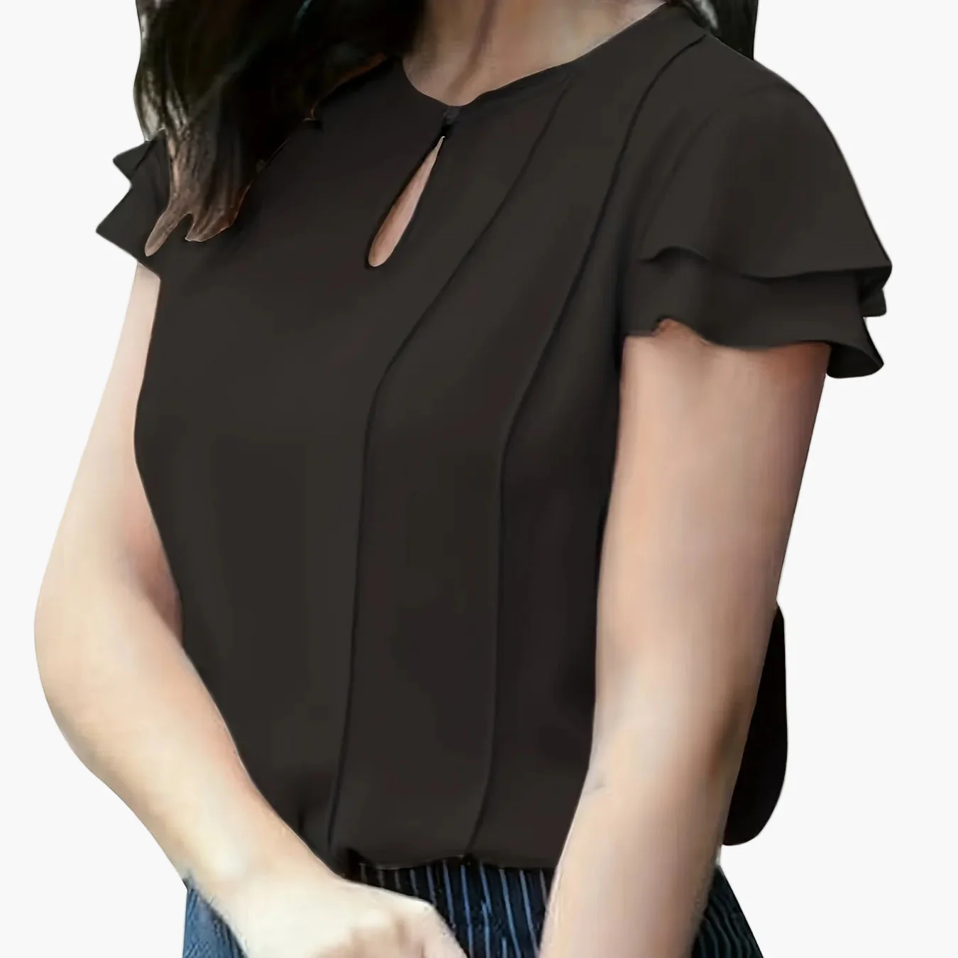 Damen Elegante Bluse mit Rüschenärmeln und Schlüsselloch-Ausschnitt – Perfekt für Büro & Freizeit - Image 16