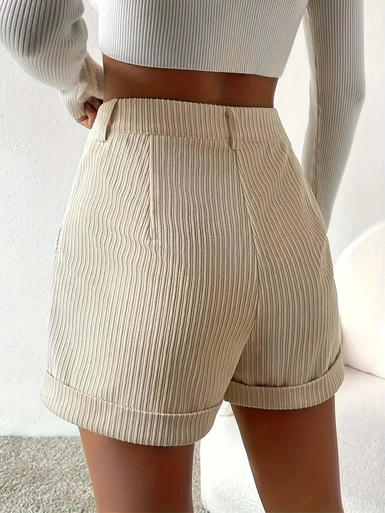 Damen Elegante Hohe Taille Shorts mit Streifenmuster – Sommer Freizeitmode - Image 3
