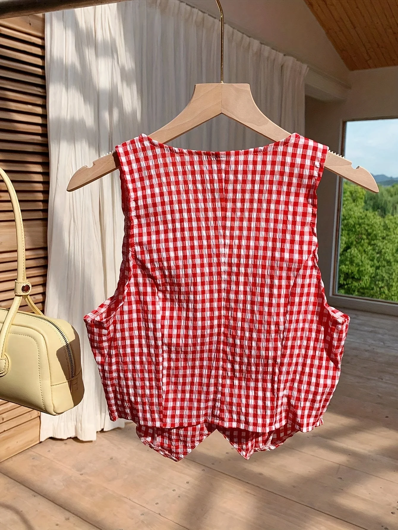Damen Elegante Karierte Weste im Vintage Stil für Frühling und Sommer – Ärmellos, Kurz, Ideal für Alltag und Freizeit - Image 3