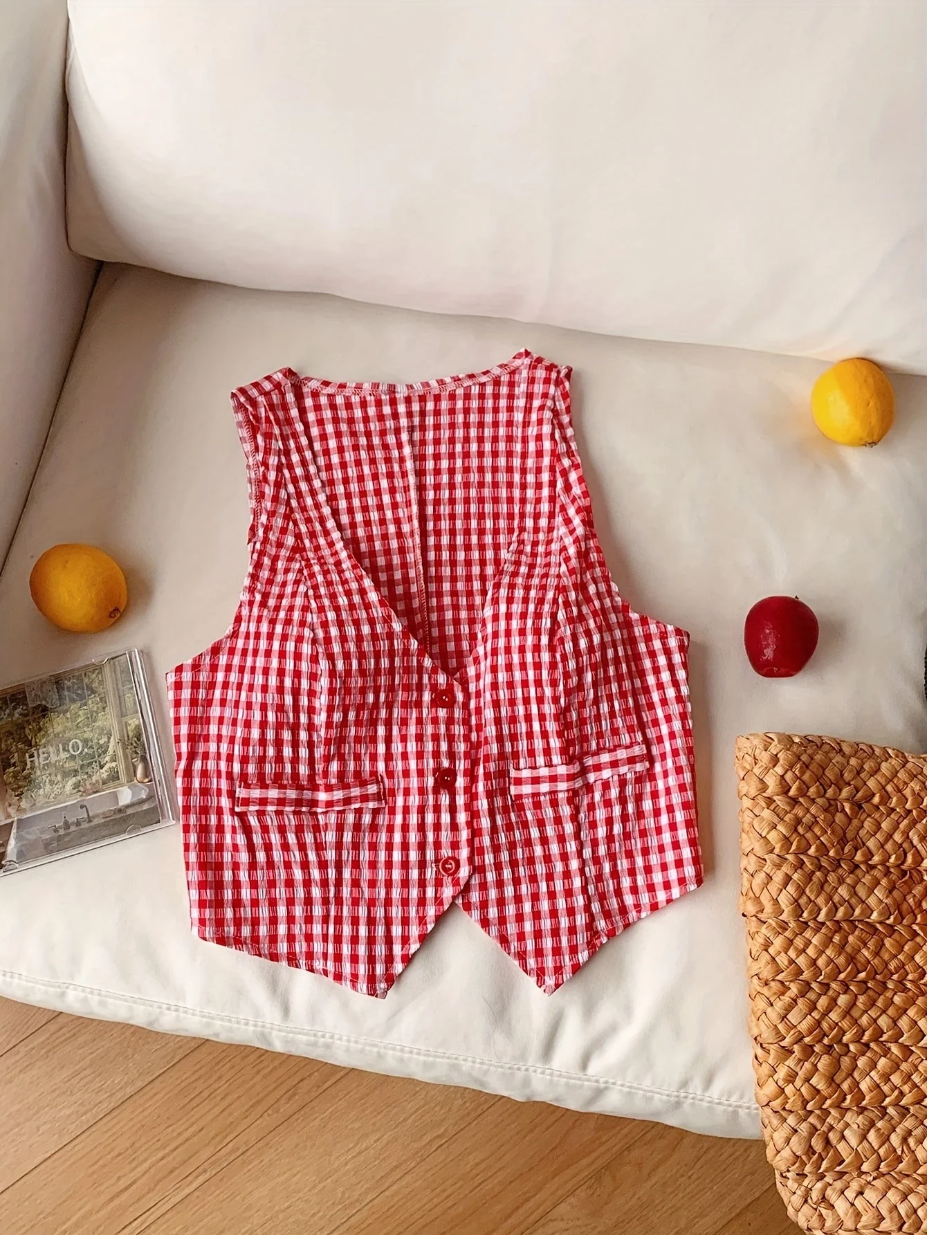 Damen Elegante Karierte Weste im Vintage Stil für Frühling und Sommer – Ärmellos, Kurz, Ideal für Alltag und Freizeit - Image 5