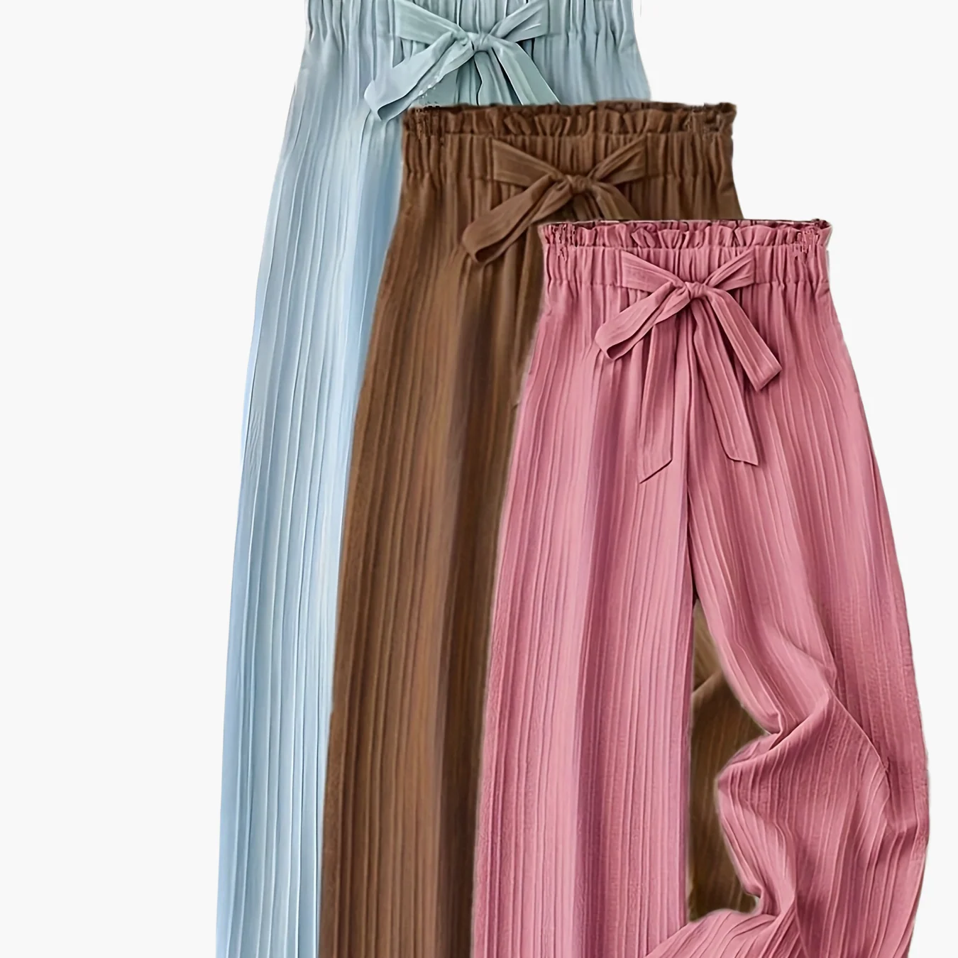 Damen Elegante Plissee-Hose mit Schleifenbund, Weit Bein, Perfekt für Frühling und Sommer, Freizeit und Büro - Image 11