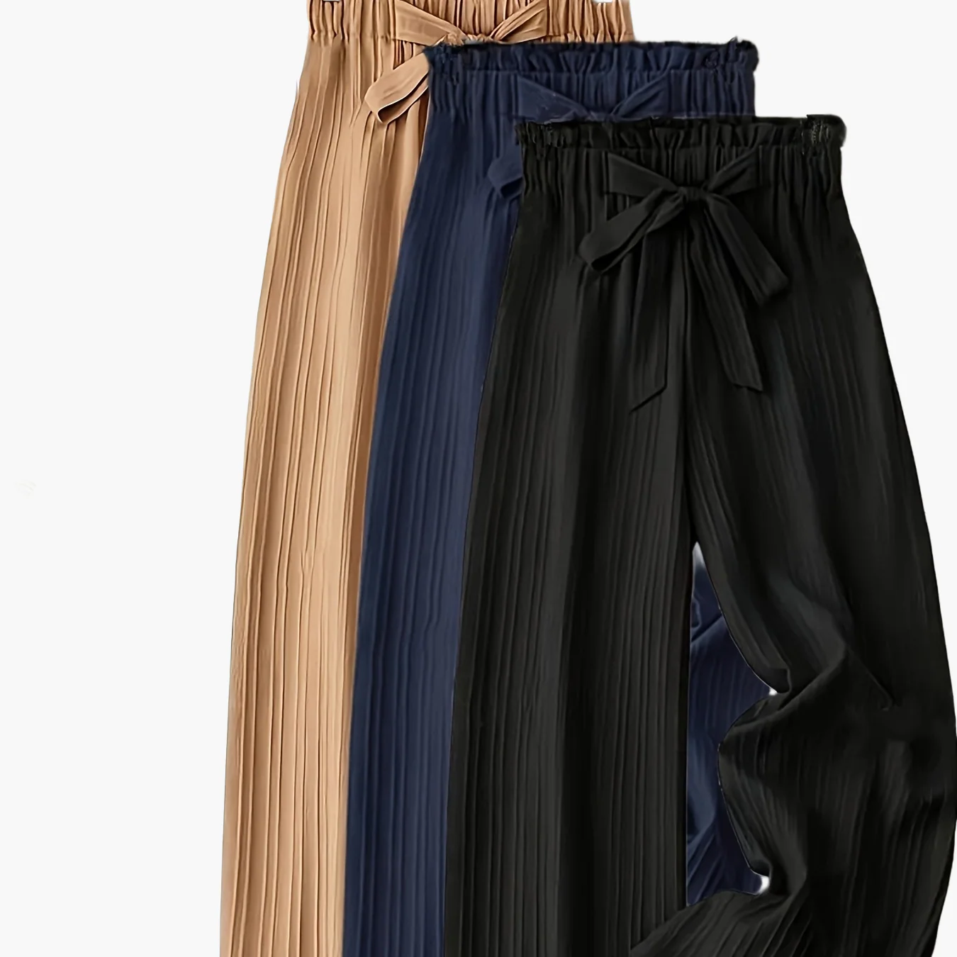 Damen Elegante Plissee-Hose mit Schleifenbund, Weit Bein, Perfekt für Frühling und Sommer, Freizeit und Büro - Image 13